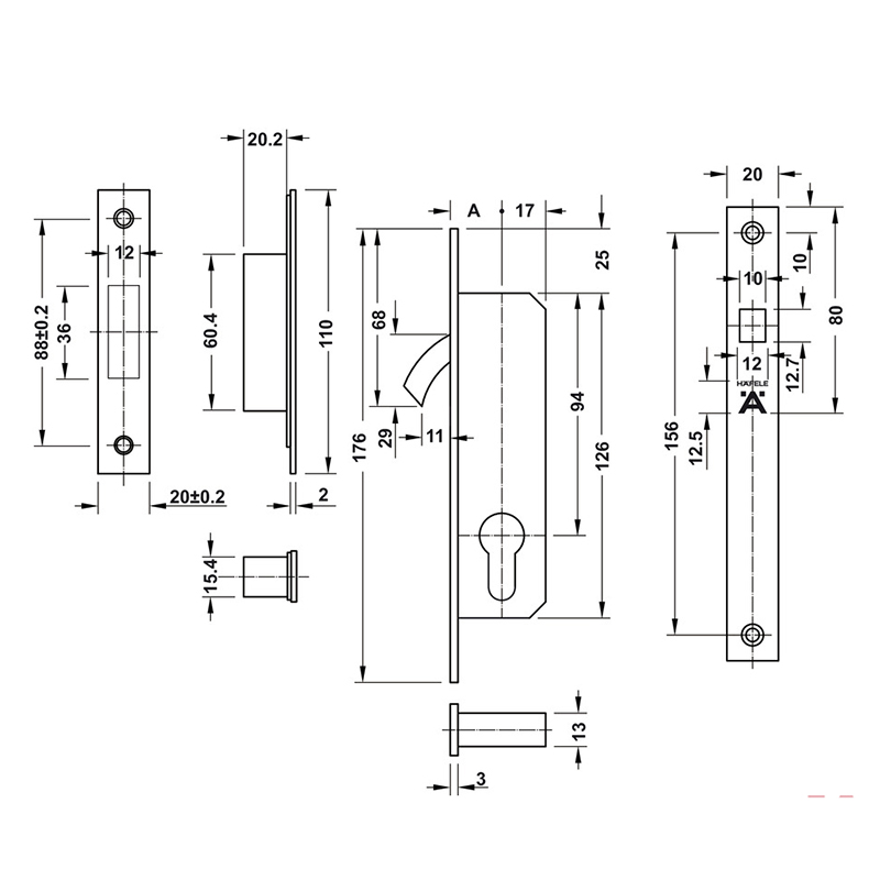 Thông số kĩ thuật thân khóa S30-0A Hafele 911.26.672