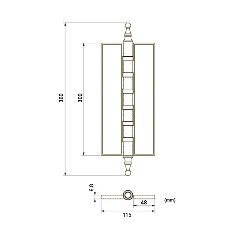 Thông số kỹ thuật bản lề SL09 dài 300mm