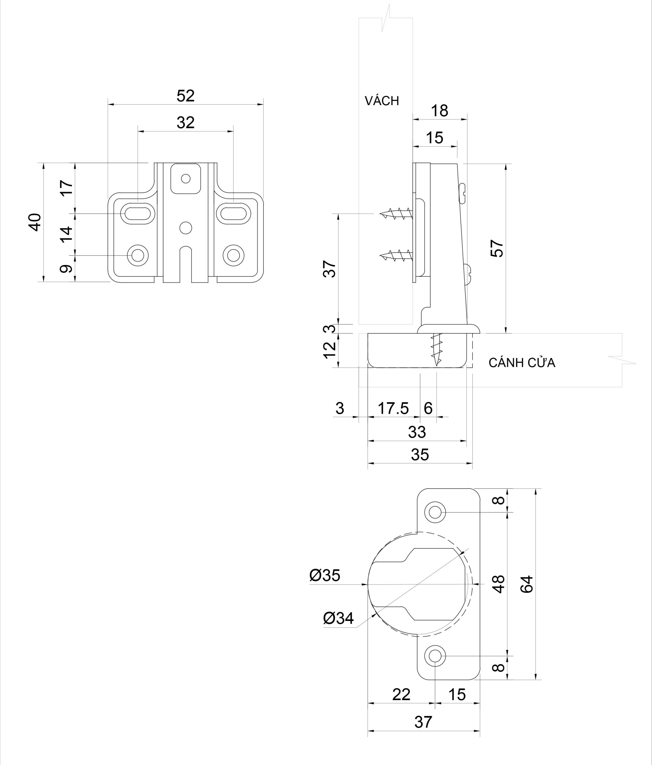 Thông số kỹ thuật bản lề bật IVAN 01138.001