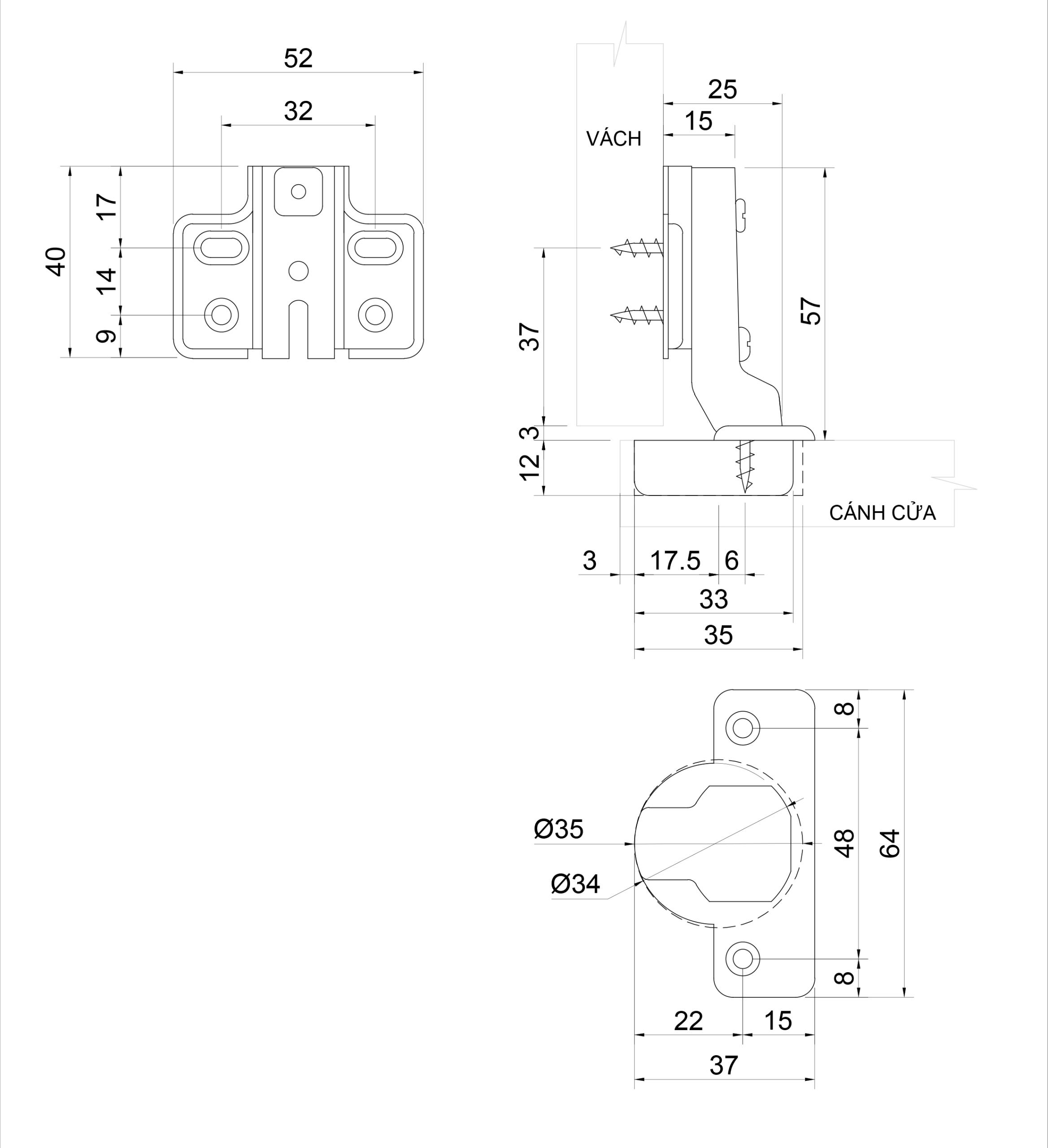 Thông số kỹ thuật bản lề bật IVAN 01138.002