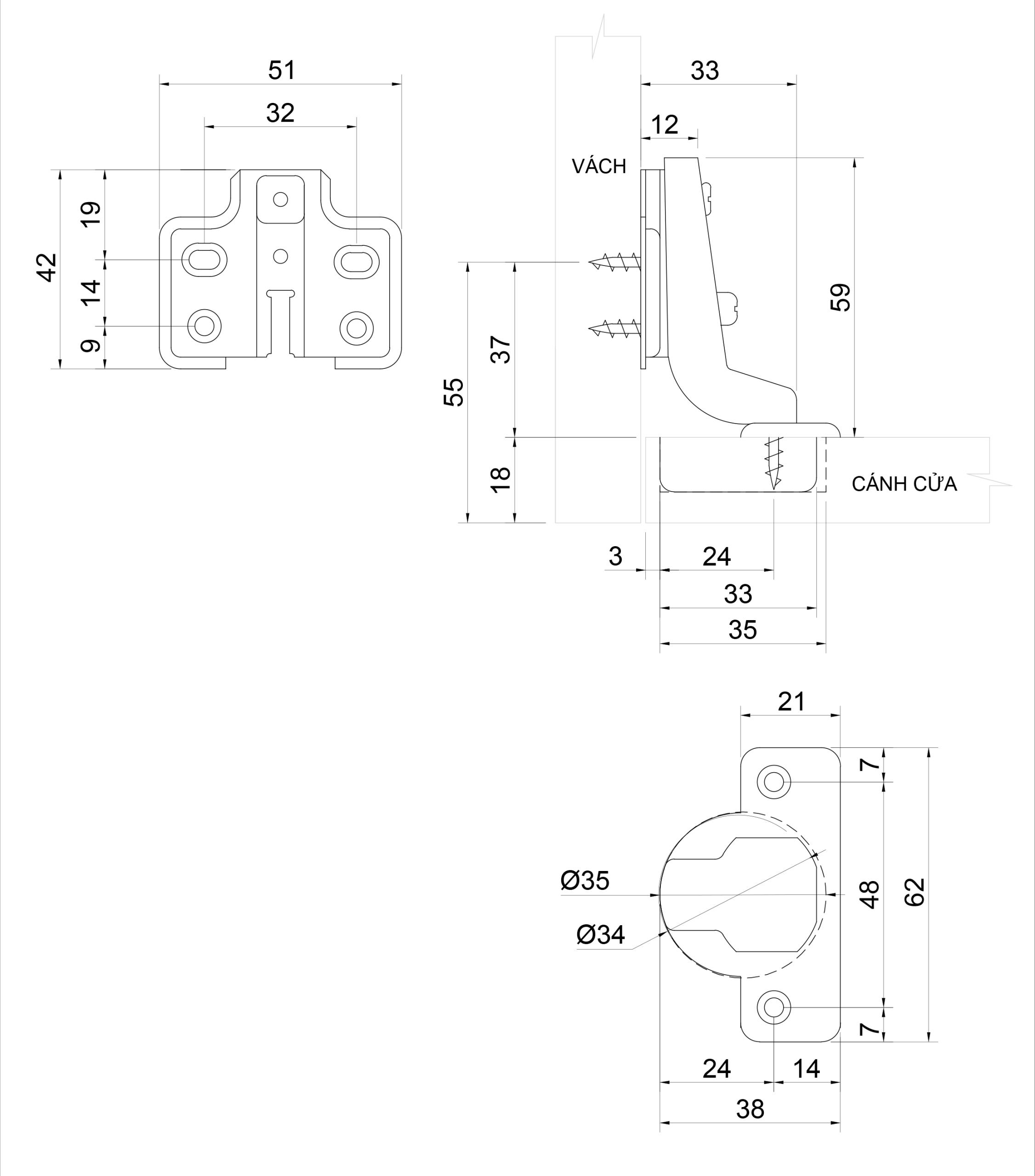 Thông số kỹ thuật bản lề bật IVAN 01138.003