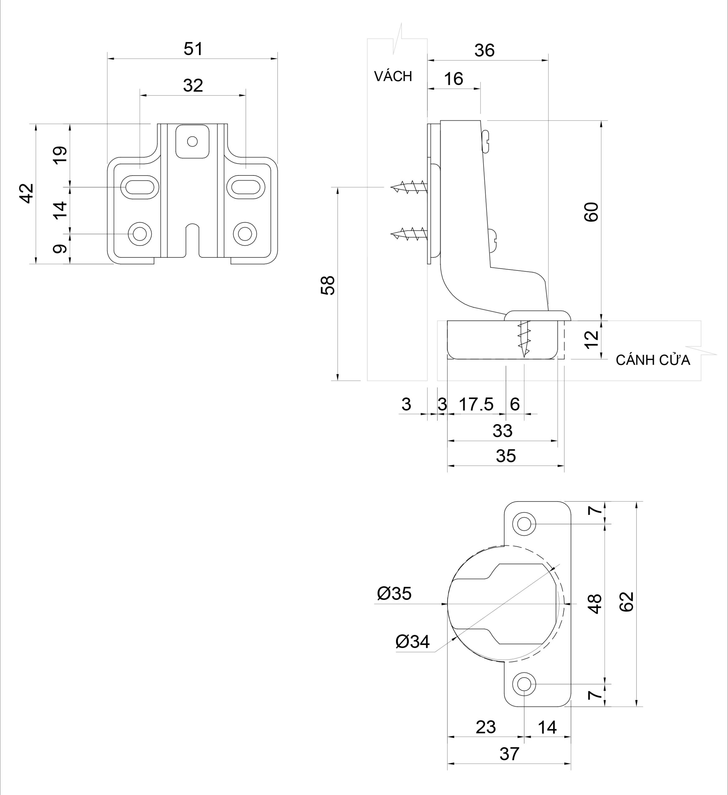 Thông số kỹ thuật bản lề bật IVAN 01261.003