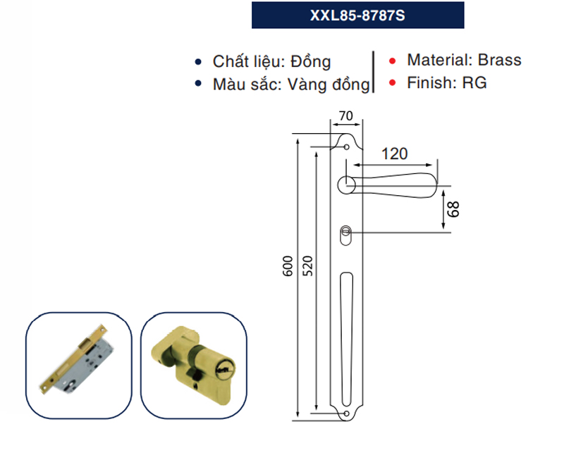 Thông số kỹ thuật khóa cửa đại sảnh Newneo XXL85-8787S