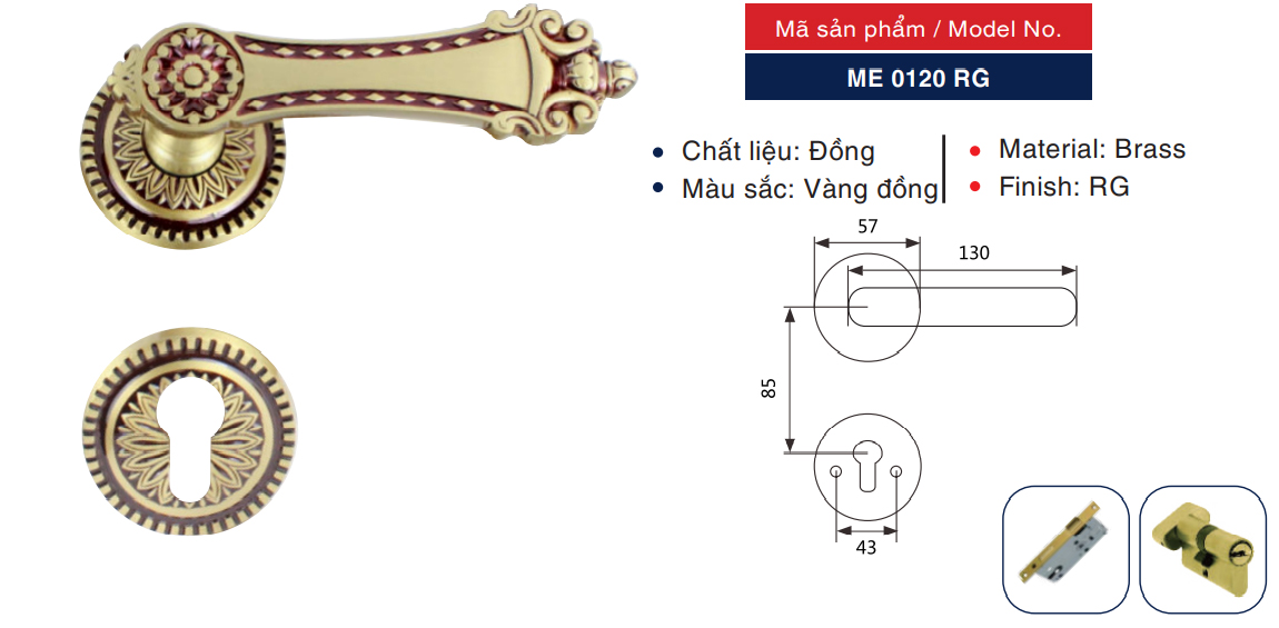 Thông số kỹ thuật khóa phân thể Newneo ME 0120 RG