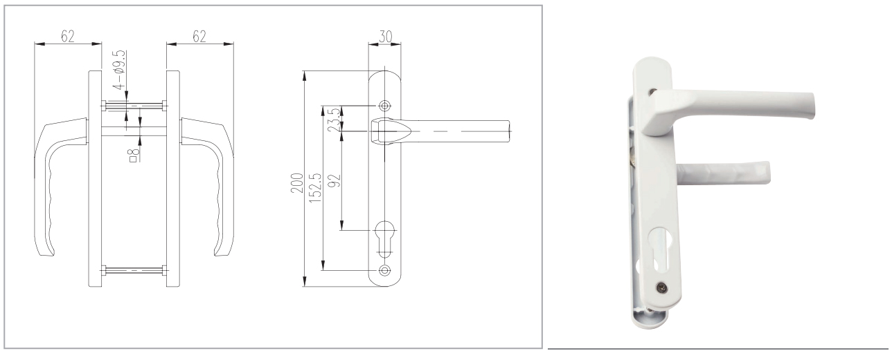 Thống số kỹ thuật tay nắm khóa đa điểm lẫy gà 2100 GQ ASSA ABLOY 1