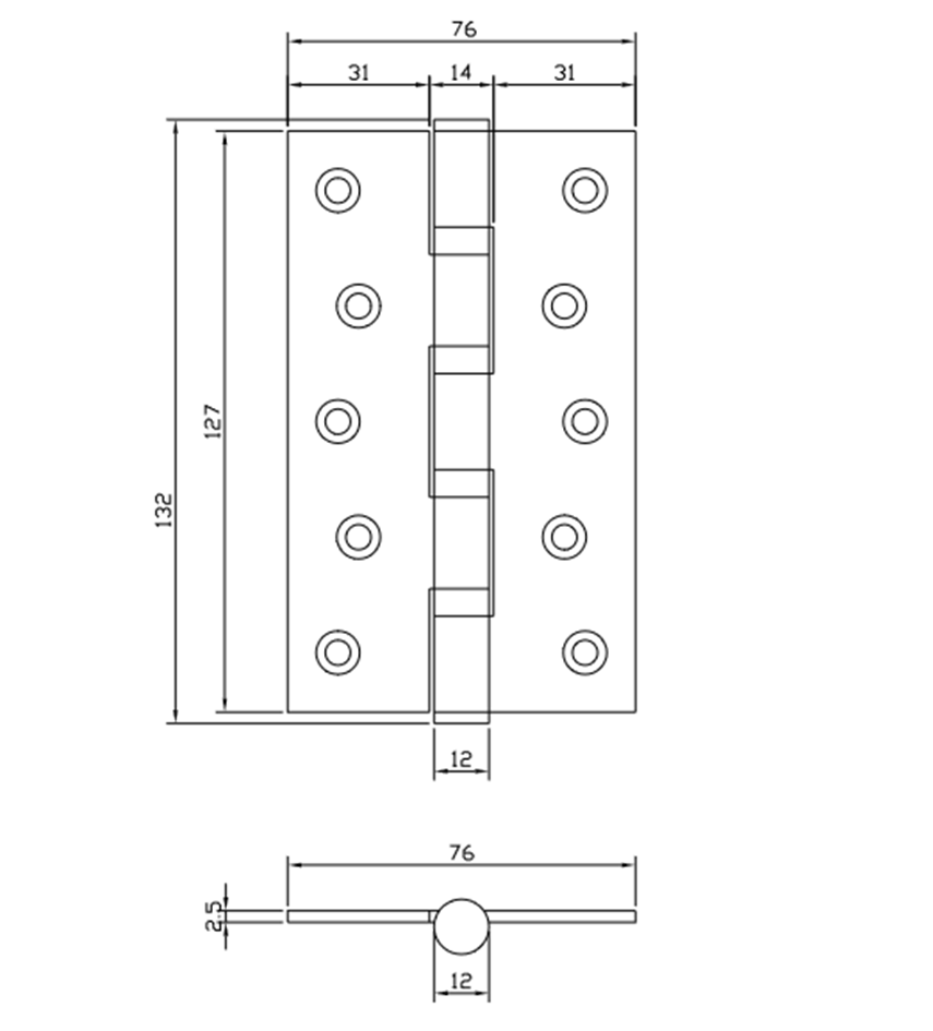 Thông số kỹ thuật bản lề cửa IVAN 43101.132 SSS