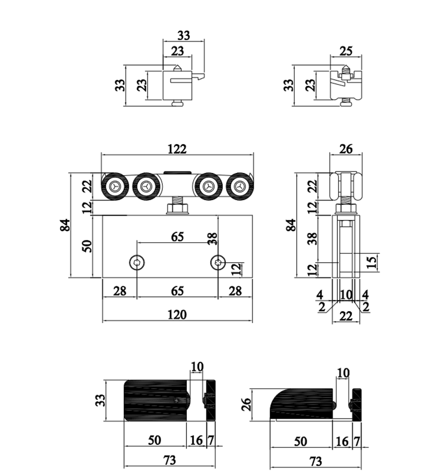 Thông số kỹ thuật bộ bánh xe kẹp kính VICKINI 62225.001 SSS