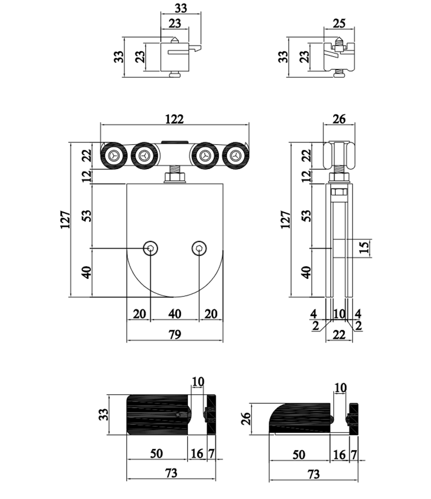 Thông số kỹ thuật bộ bánh xe kẹp kính VICKINI 62226.001 SSS