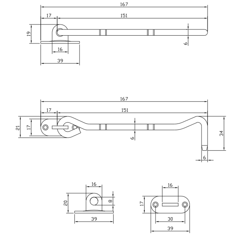 Thông số kỹ thuật chốt cửa gió VICKINI 46180.150 SSS