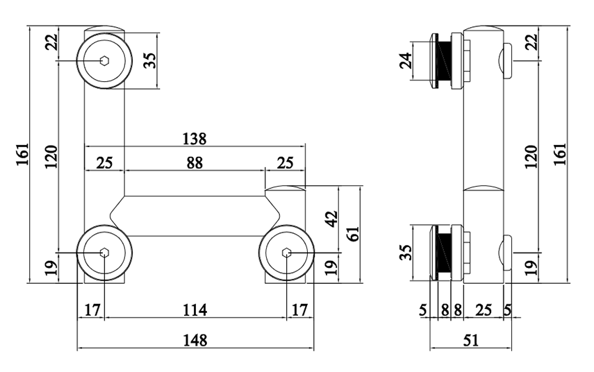 Thông số kỹ thuật kẹp kính VICKINI 61703.001 SSS