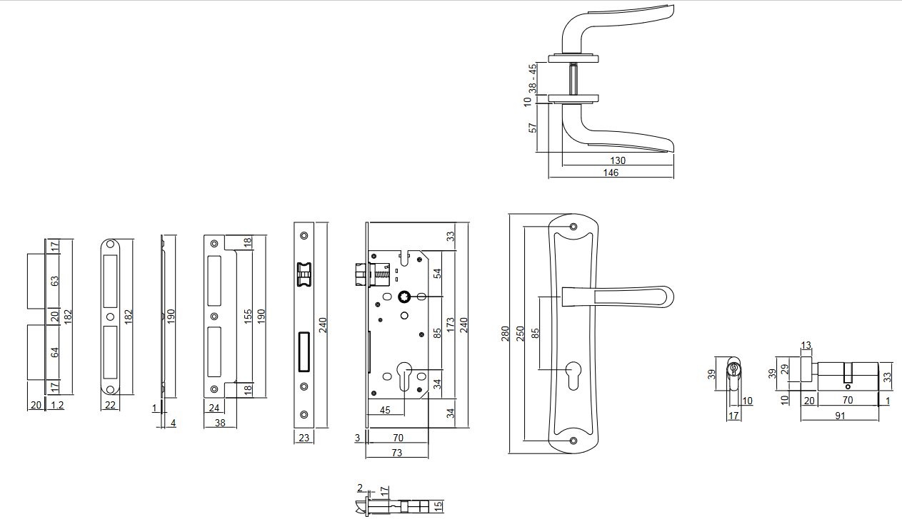 Thông số kỹ thuật khóa cửa nẹp VICKINI 37920.101 SSS